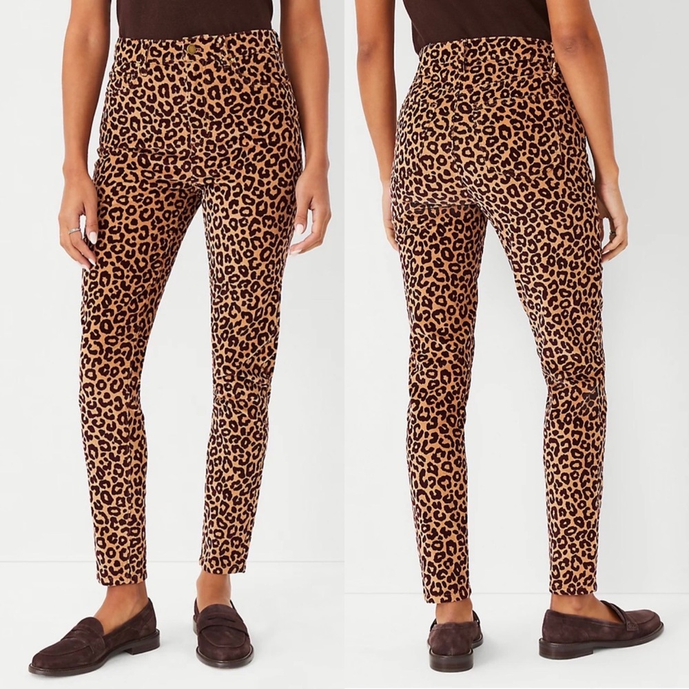 Ann Taylor leopard corduroy high waist skinny jeans sz 8 10 NWT